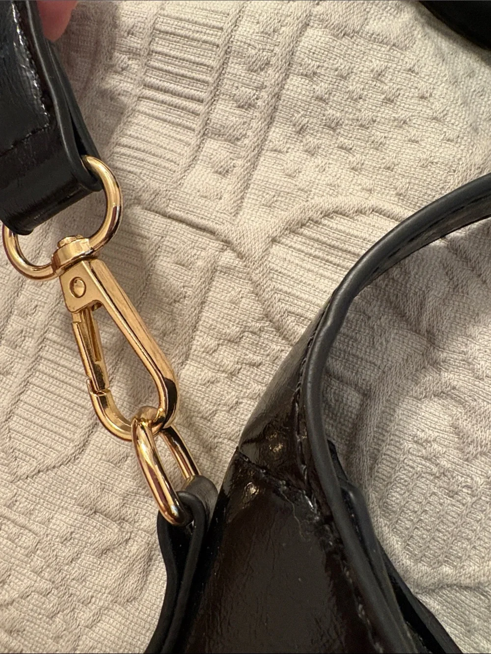 Classic Black Leather Crossbody Bag with Gold Hardware
